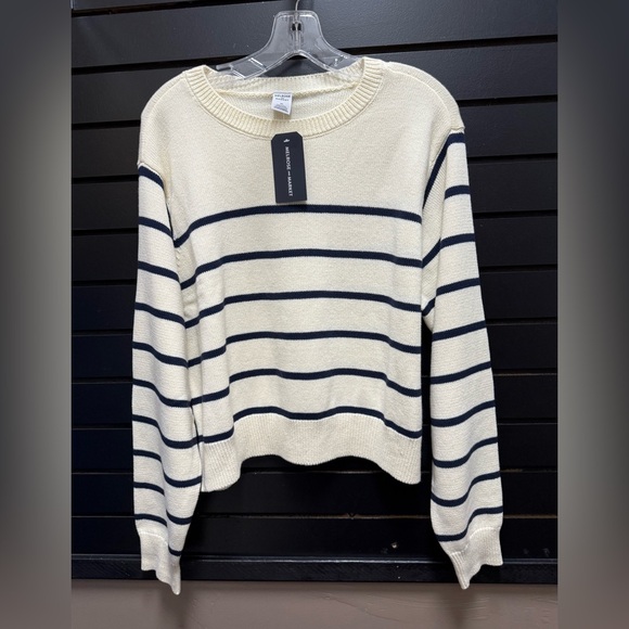 Melrose and Market Cream Navy Stripe Crewneck Sweater XXL - Picture 1 of 3